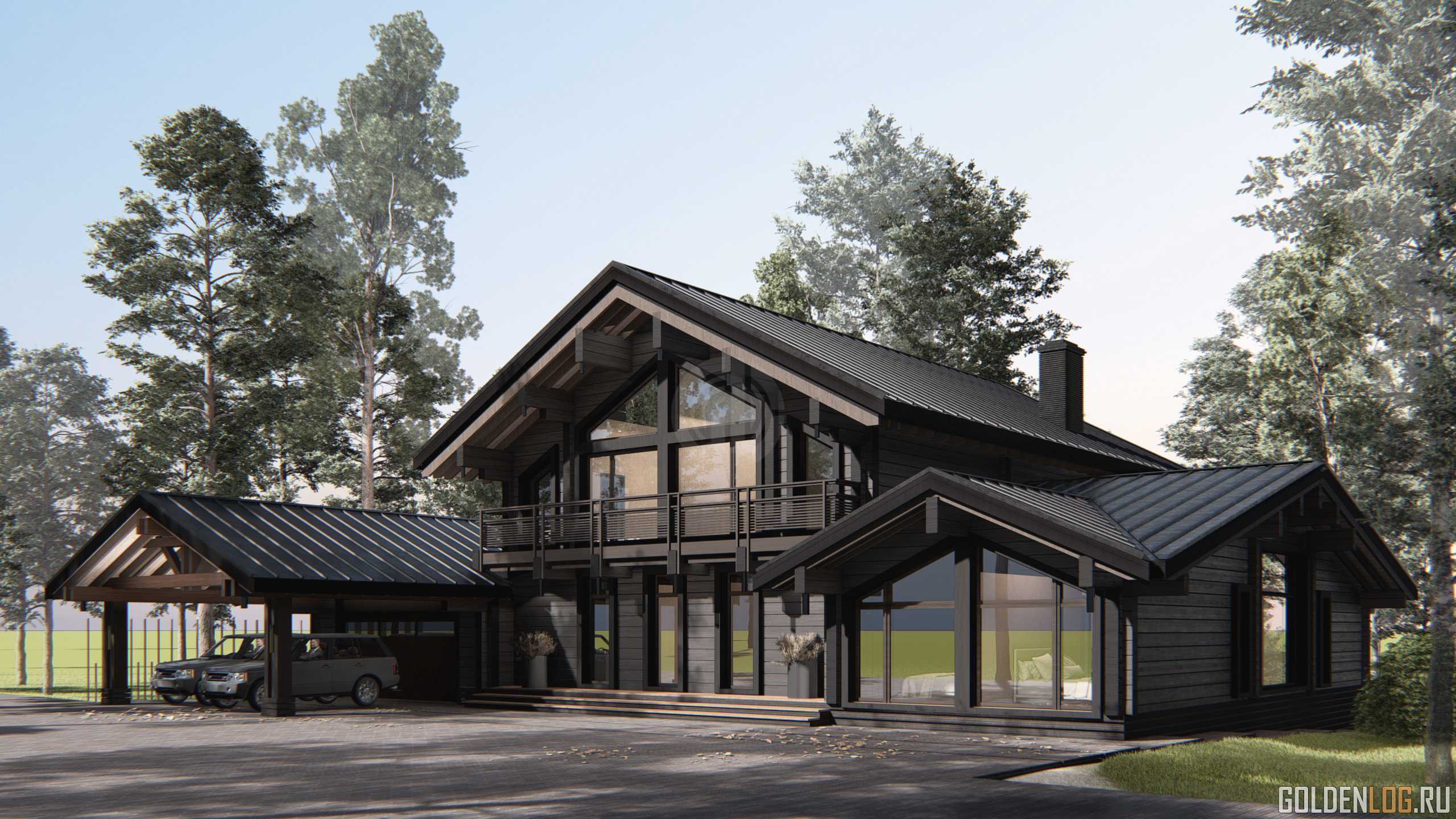 Проект двухэтажного дома 24x25,4 из клееного бруса площадью 563 м2