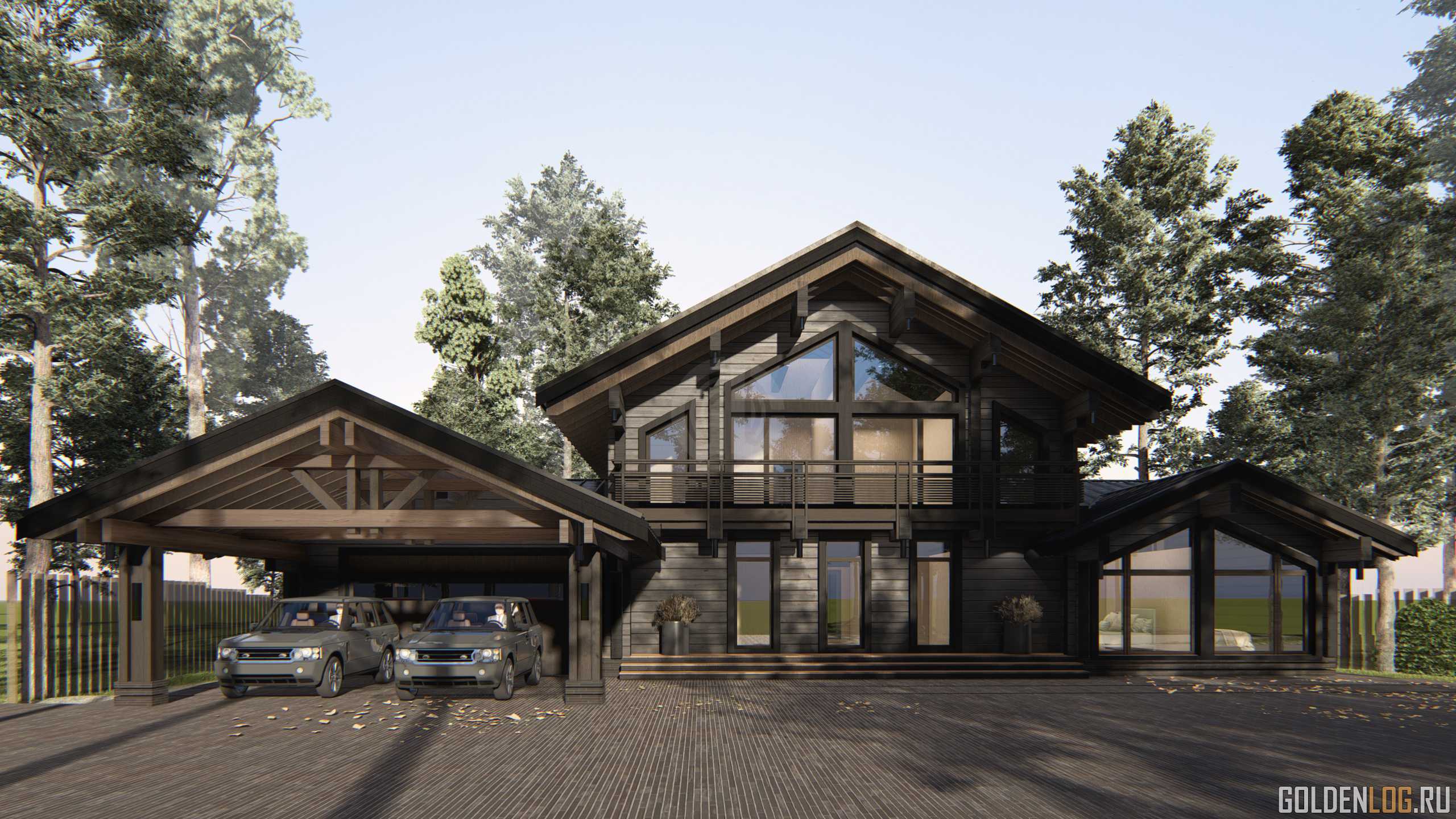 Проект двухэтажного дома 24x25,4 из клееного бруса площадью 563 м2