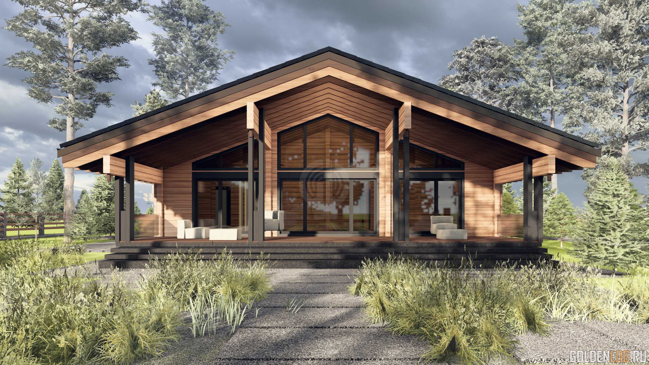 Проект двухэтажного дома 14.6x22 из клееного бруса площадью 308 м2