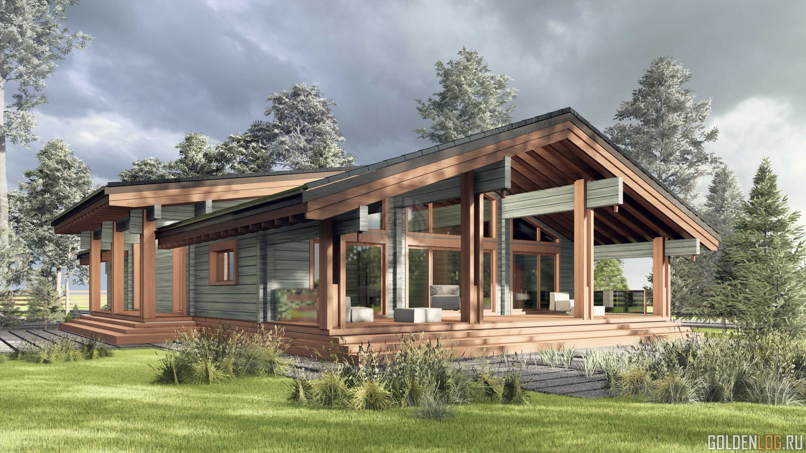 Проект двухэтажного дома 14.6x22 из клееного бруса площадью 308 м2