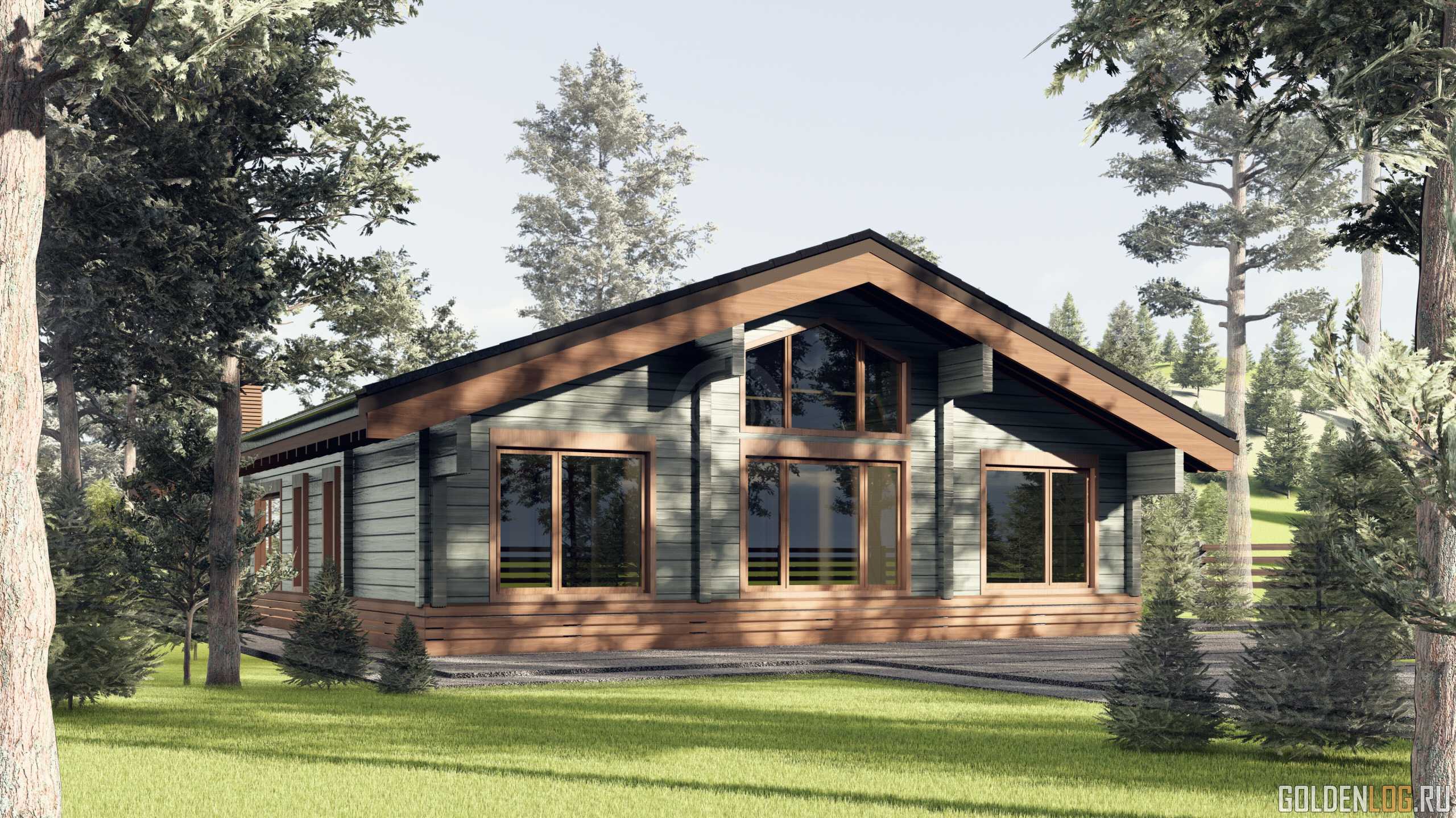 Проект двухэтажного дома 14.6x22 из клееного бруса площадью 308 м2