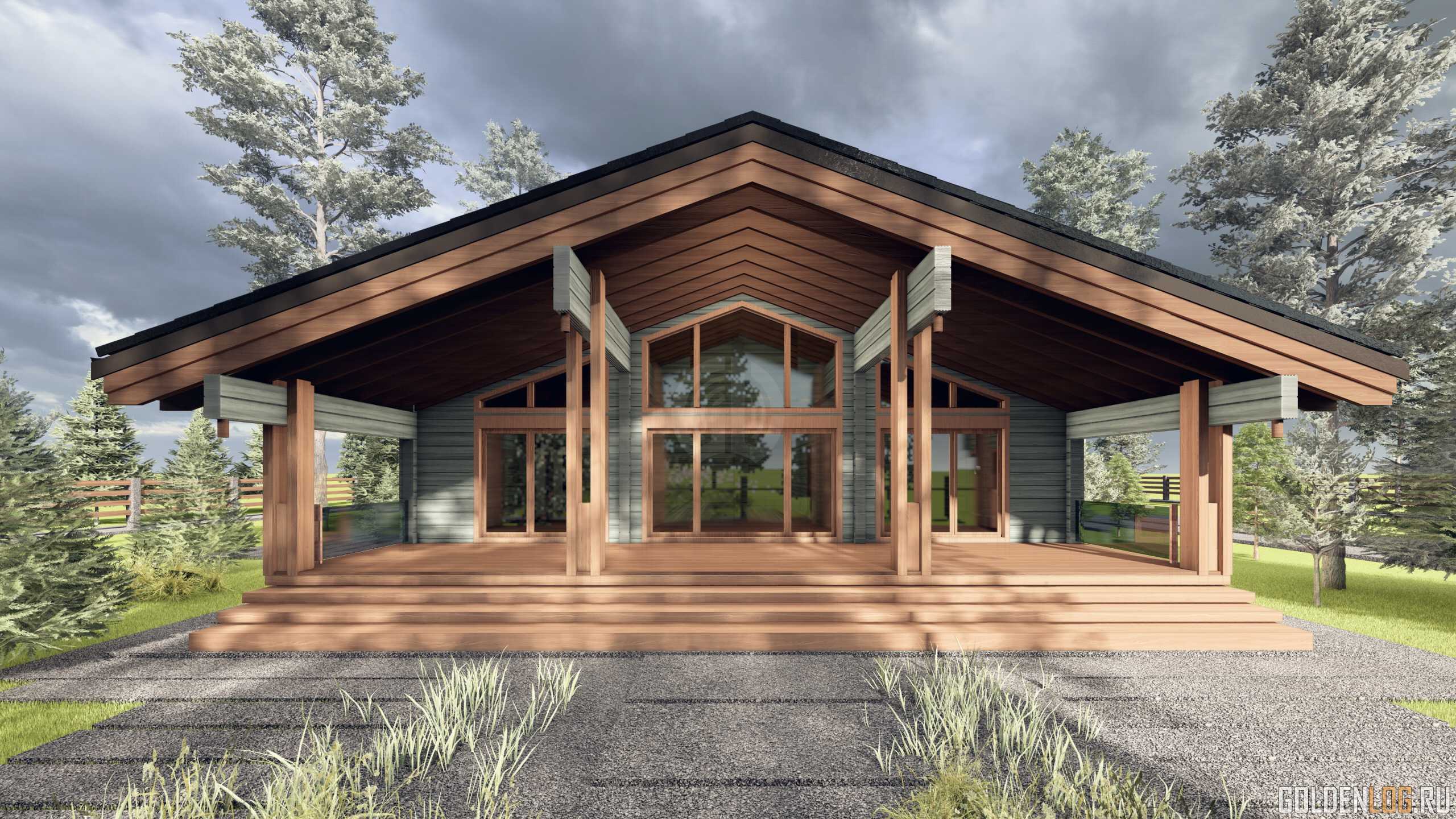 Проект двухэтажного дома 14.6x22 из клееного бруса площадью 308 м2