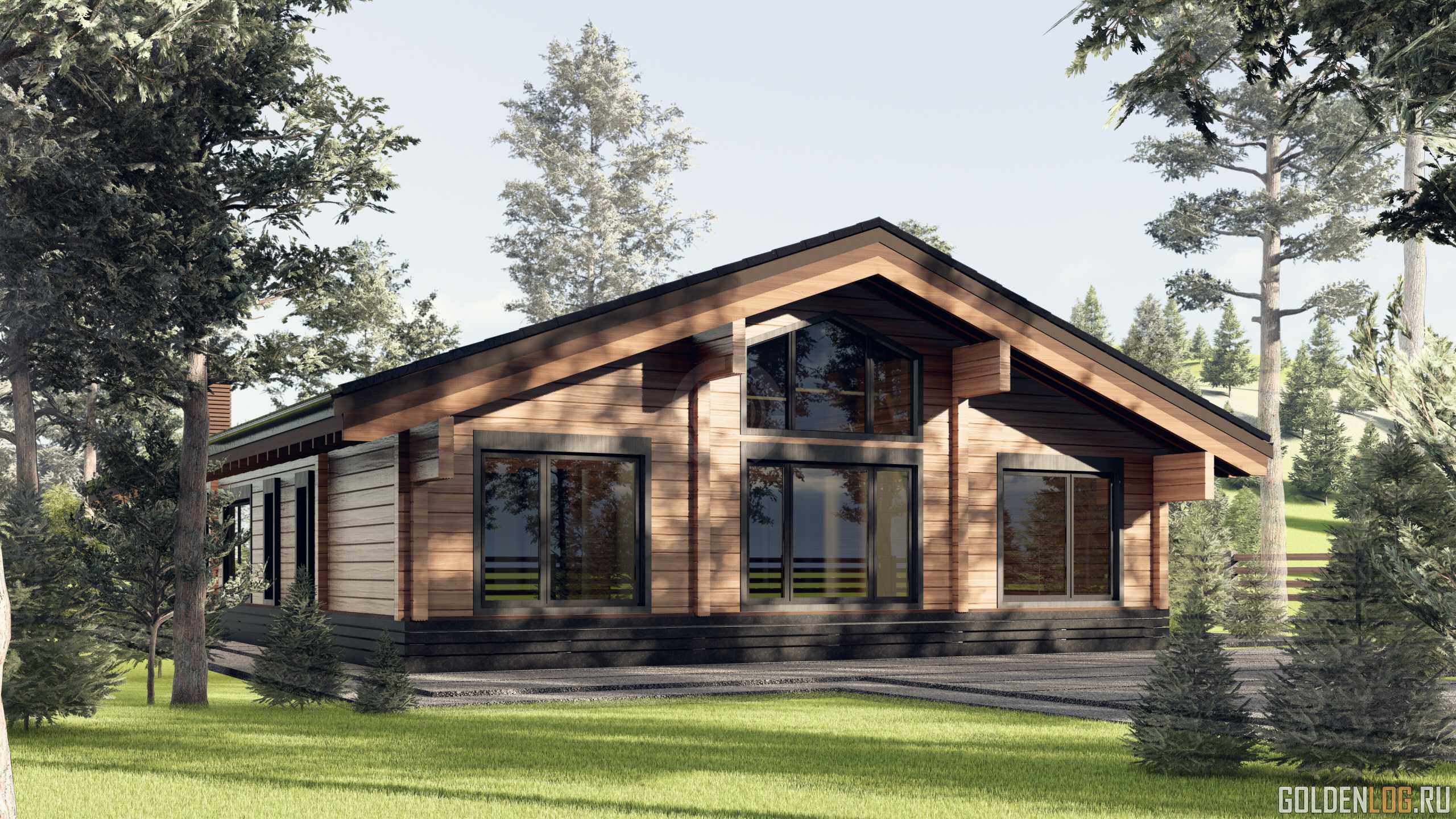 Проект двухэтажного дома 14.6x22 из клееного бруса площадью 308 м2